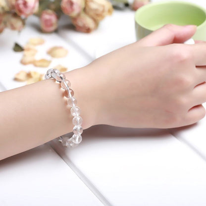 Bracelet extensible avec pierres précieuses en quartz et cristal transparent, 6-12 mm