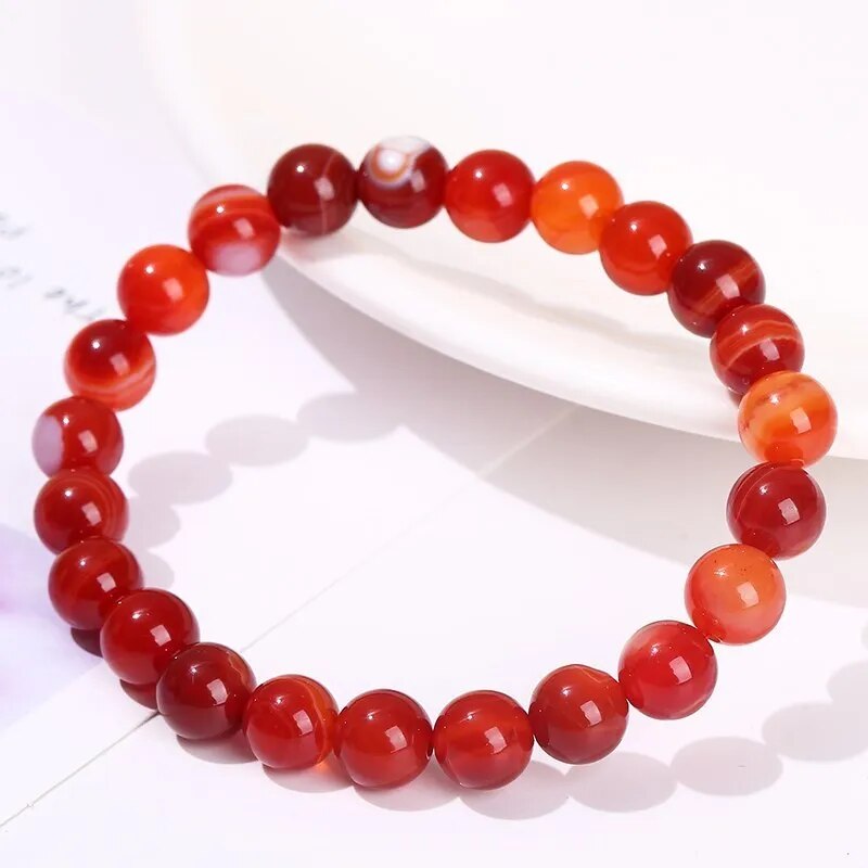 Bracelet extensible en agate cornaline, 4-12 mm 