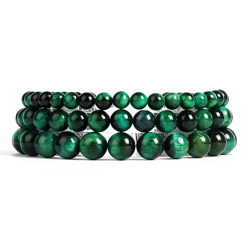 Bracelet extensible en œil de tigre vert, 6-12 mm