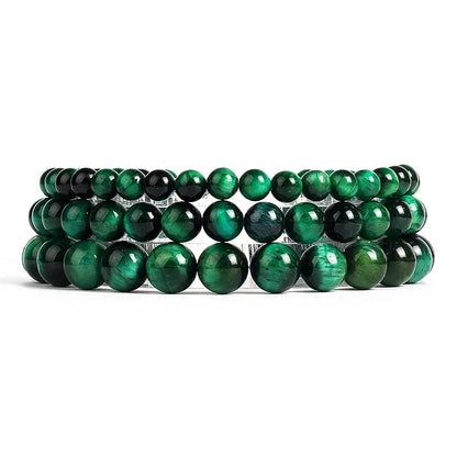 Bracelet extensible en œil de tigre vert, 6-12 mm