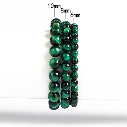 Bracelet extensible en œil de tigre vert, 6-12 mm