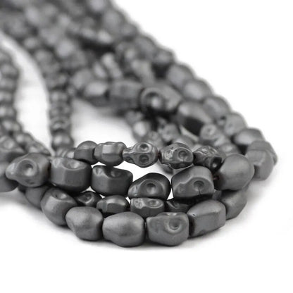 Black Howlite Skull Beads, 12x13mm