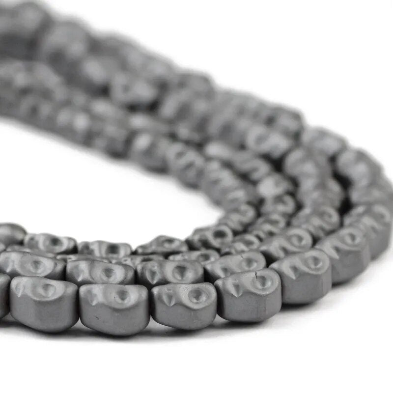 Black Howlite Skull Beads, 12x13mm
