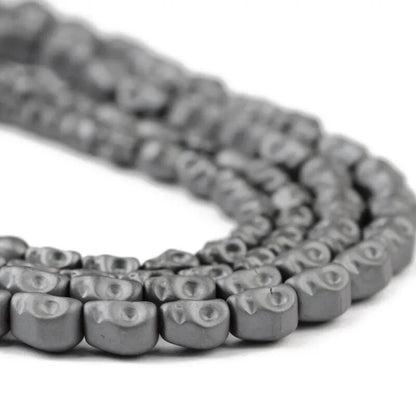 Black Howlite Skull Beads, 12x13mm