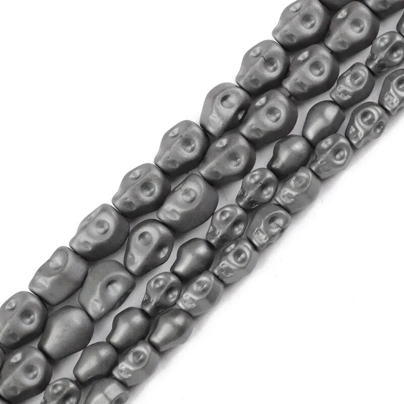 Black Howlite Skull Beads, 12x13mm