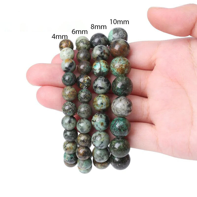 Stretch-Armband mit afrikanischen Türkis-Edelsteinen, 4–12 mm