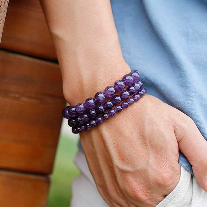 Bracelet extensible avec pierres précieuses améthyste 4-12 mm