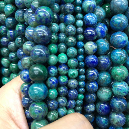 Perles de chrysocolle bleu-vert, 4-12 mm, fil de 15,5''