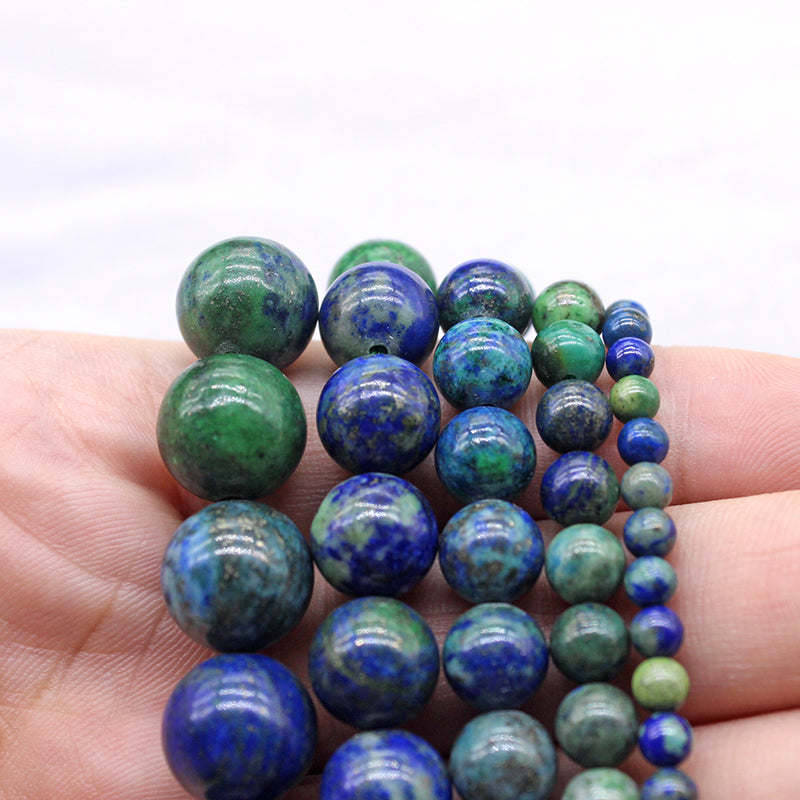 Perles de chrysocolle bleu-vert, 4-12 mm, fil de 15,5''