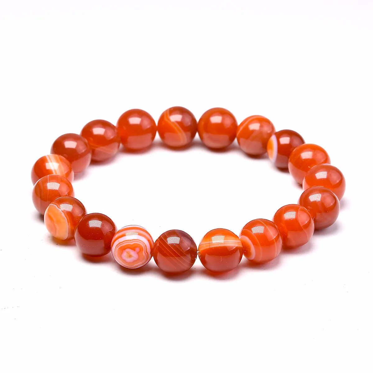 Bracelet extensible en agate cornaline, 4-12 mm 