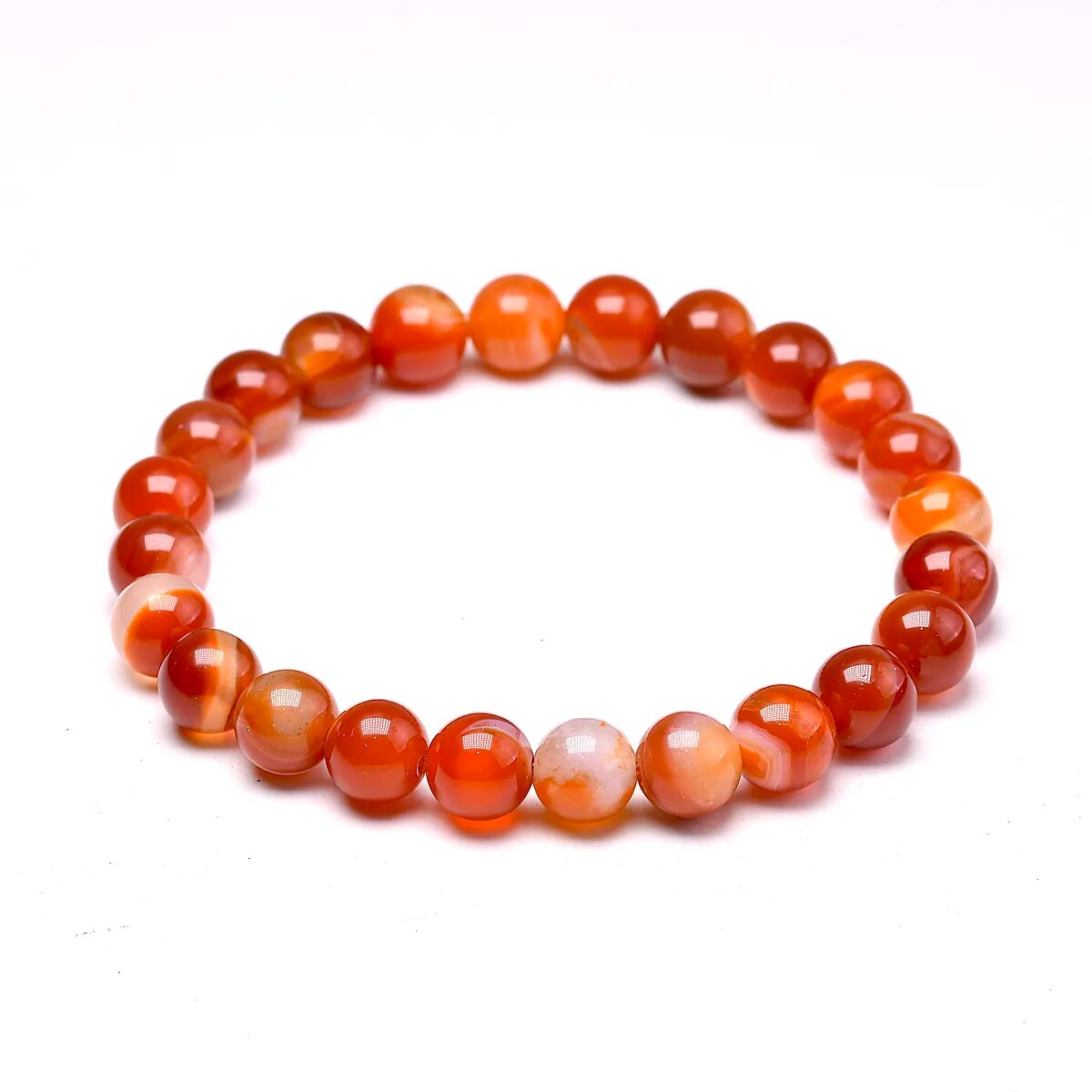 Bracelet extensible en agate cornaline, 4-12 mm 