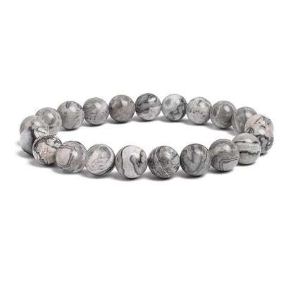 Bracelet extensible en pierres précieuses de jaspe paysage, 4-12 mm 