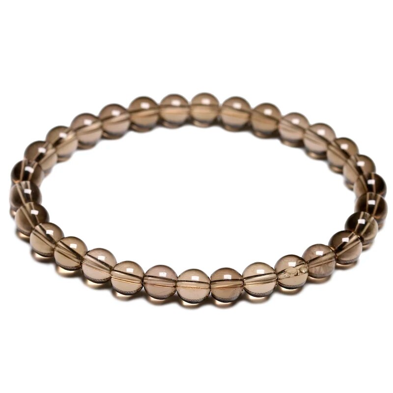 Bracelet extensible avec pierres précieuses de quartz fumé, 6-12 mm