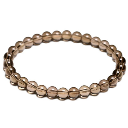 Bracelet extensible avec pierres précieuses de quartz fumé, 6-12 mm