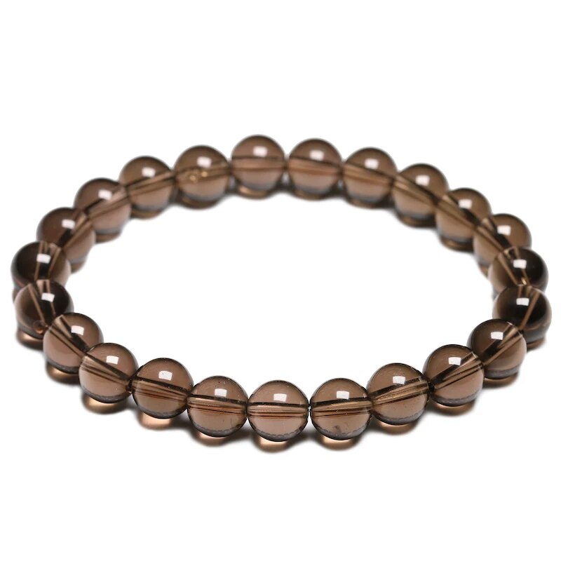 Bracelet extensible avec pierres précieuses de quartz fumé, 6-12 mm