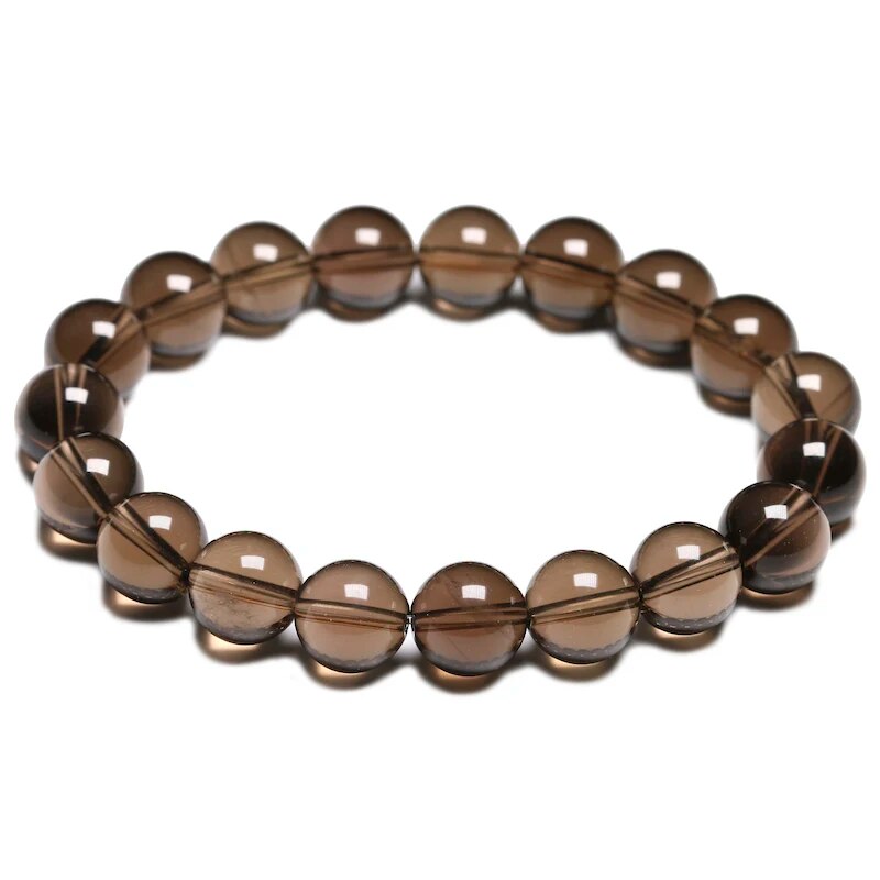 Bracelet extensible avec pierres précieuses de quartz fumé, 6-12 mm