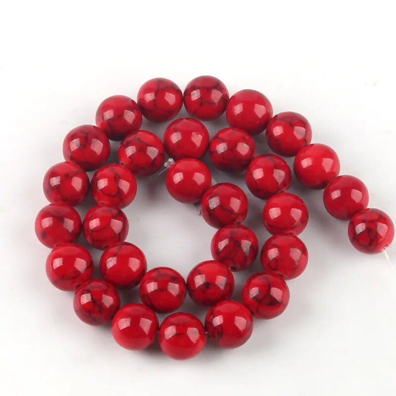 Red Howlite Turquoise Beads, 2-12mm