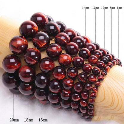 Bracelet extensible avec pierres précieuses en œil de tigre rouge, 4-12 mm