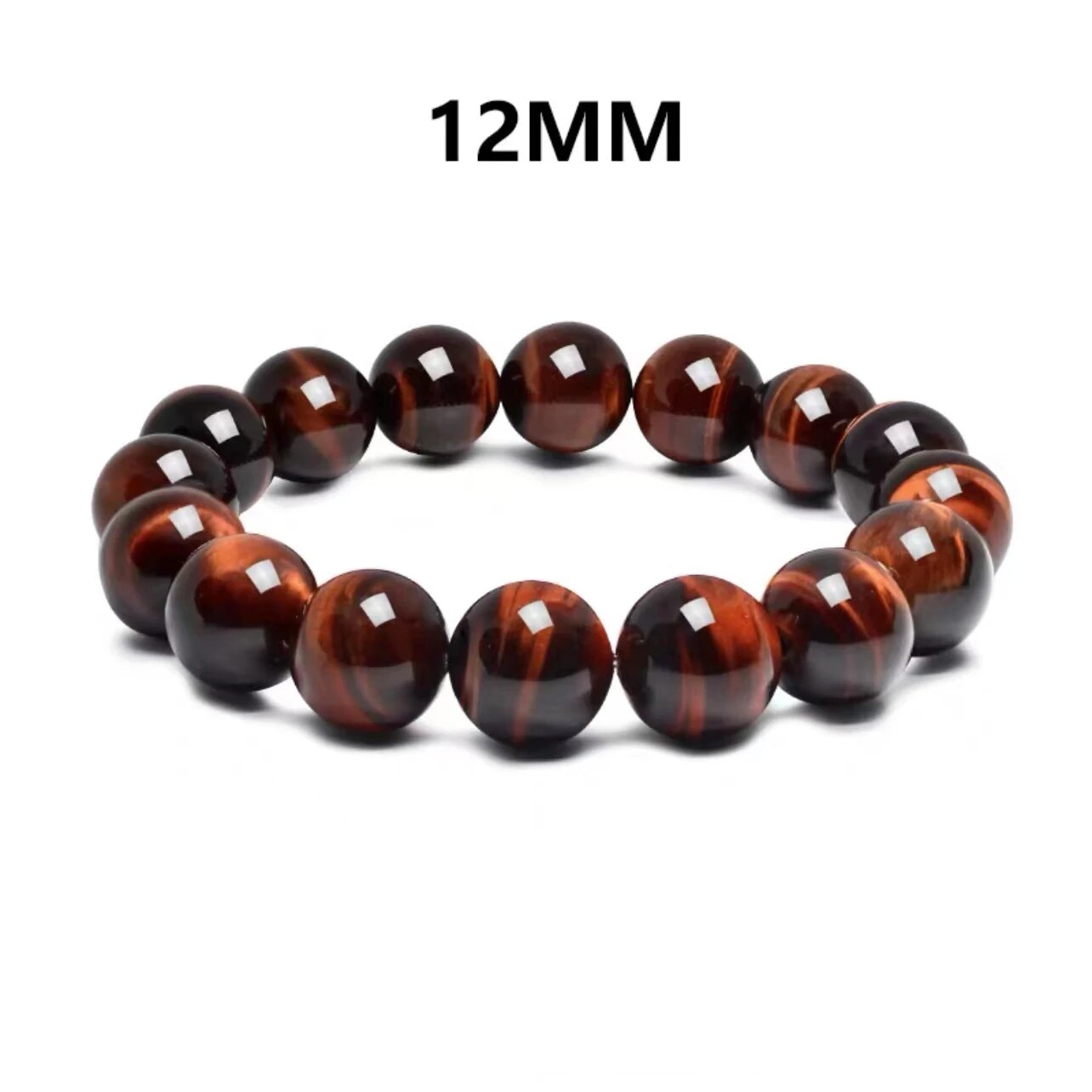 Bracelet extensible avec pierres précieuses en œil de tigre rouge, 4-12 mm