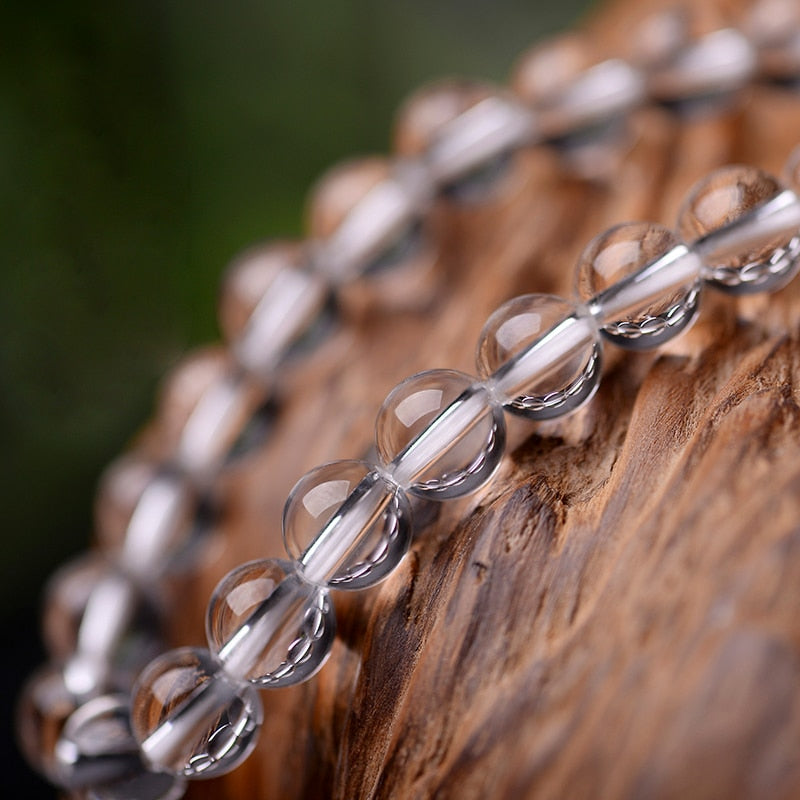 Bracelet extensible avec pierres précieuses en quartz et cristal transparent, 6-12 mm