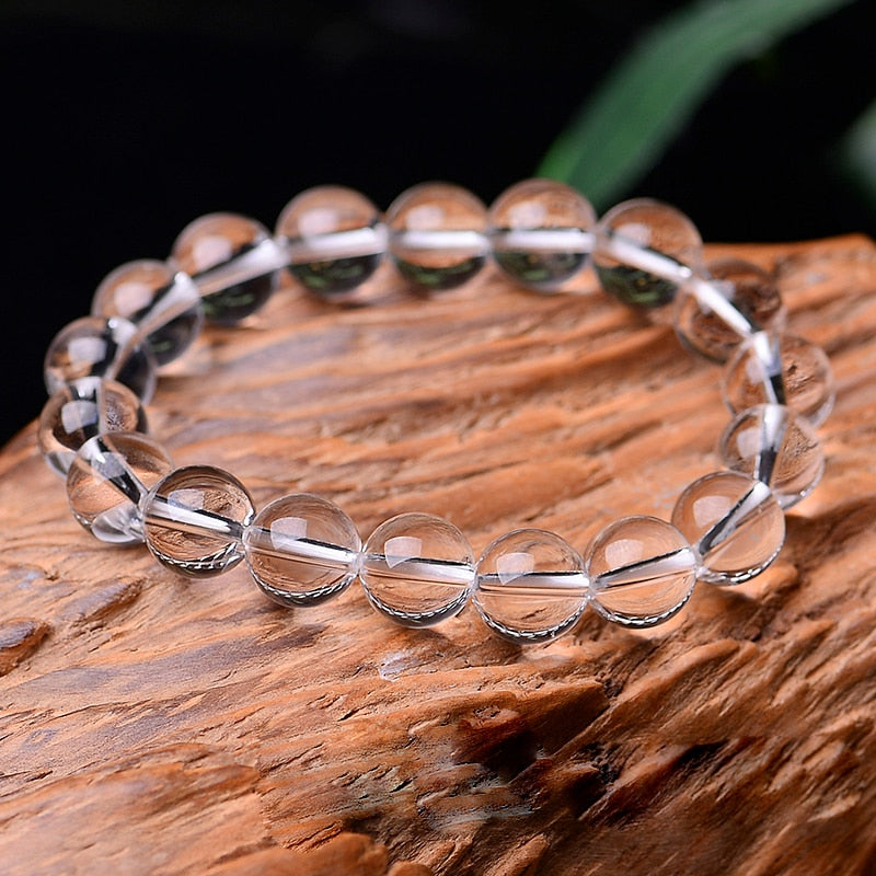 Bracelet extensible avec pierres précieuses en quartz et cristal transparent, 6-12 mm