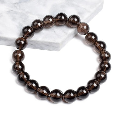 Bracelet extensible avec pierres précieuses de quartz fumé, 6-12 mm