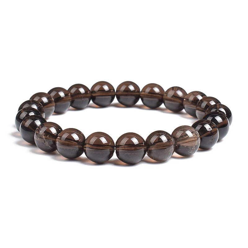 Bracelet extensible avec pierres précieuses de quartz fumé, 6-12 mm