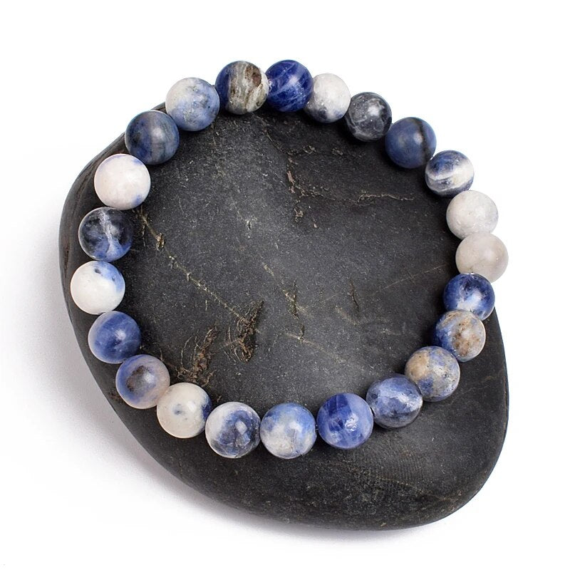 Bracelet extensible en pierre précieuse sodalite, 4-12 mm