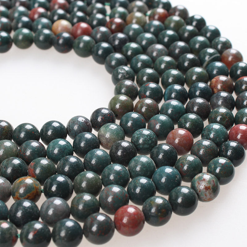 Genuine Heliotrope Bloodstone Beads, 4-12mm, 15.5'' strand