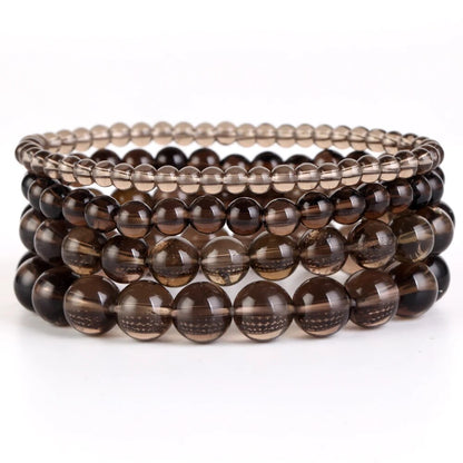 Bracelet extensible avec pierres précieuses de quartz fumé, 6-12 mm