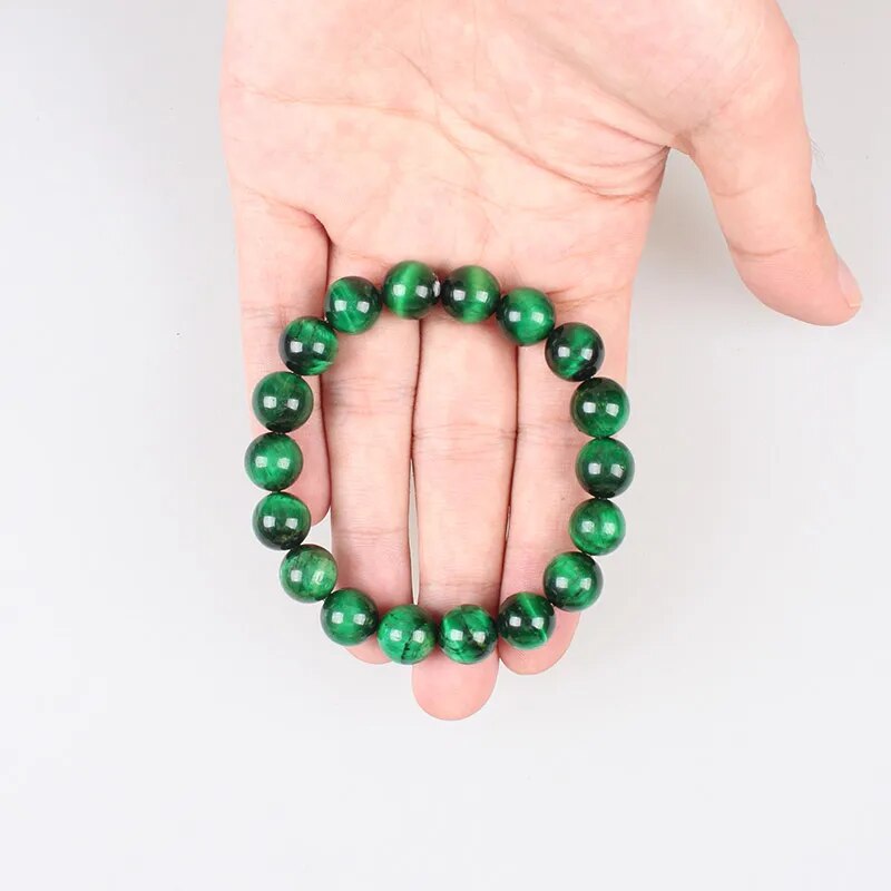 Bracelet extensible en œil de tigre vert, 6-12 mm