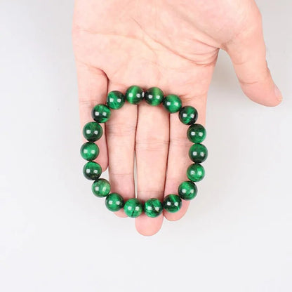 Bracelet extensible en œil de tigre vert, 6-12 mm