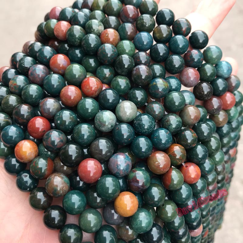 Genuine Heliotrope Bloodstone Beads, 4-12mm, 15.5'' strand