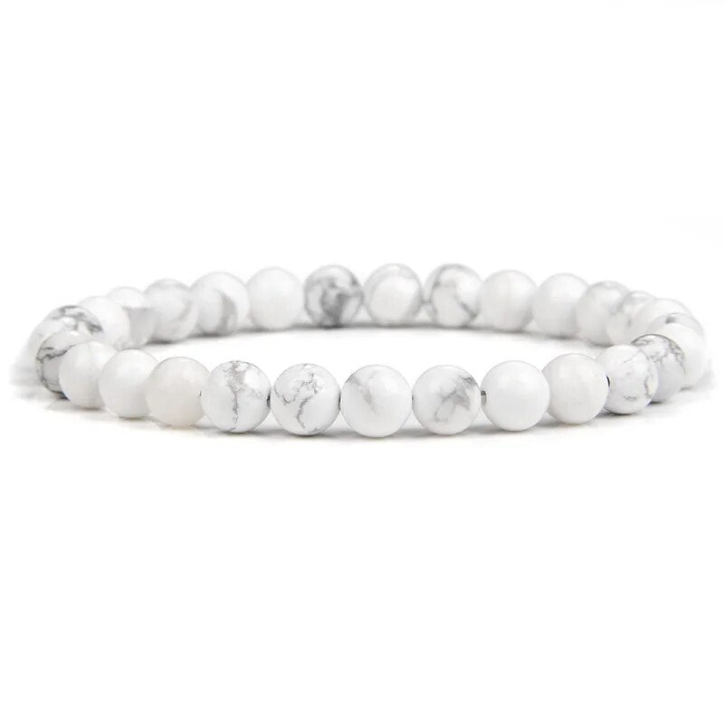 White Turquoise Gemstone Stretch Bracelet 4-12mm