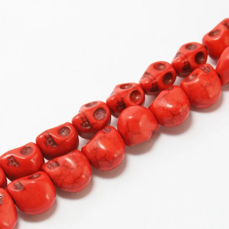 Rote Howlith-Totenkopfperlen, 12x13mm
