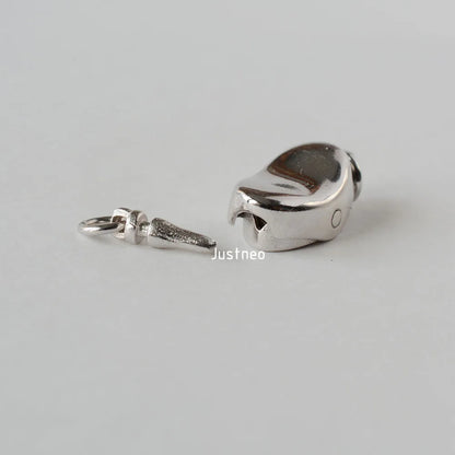 solid 925 sterling silver pea-shaped security tab clasp for necklace/bracelet
