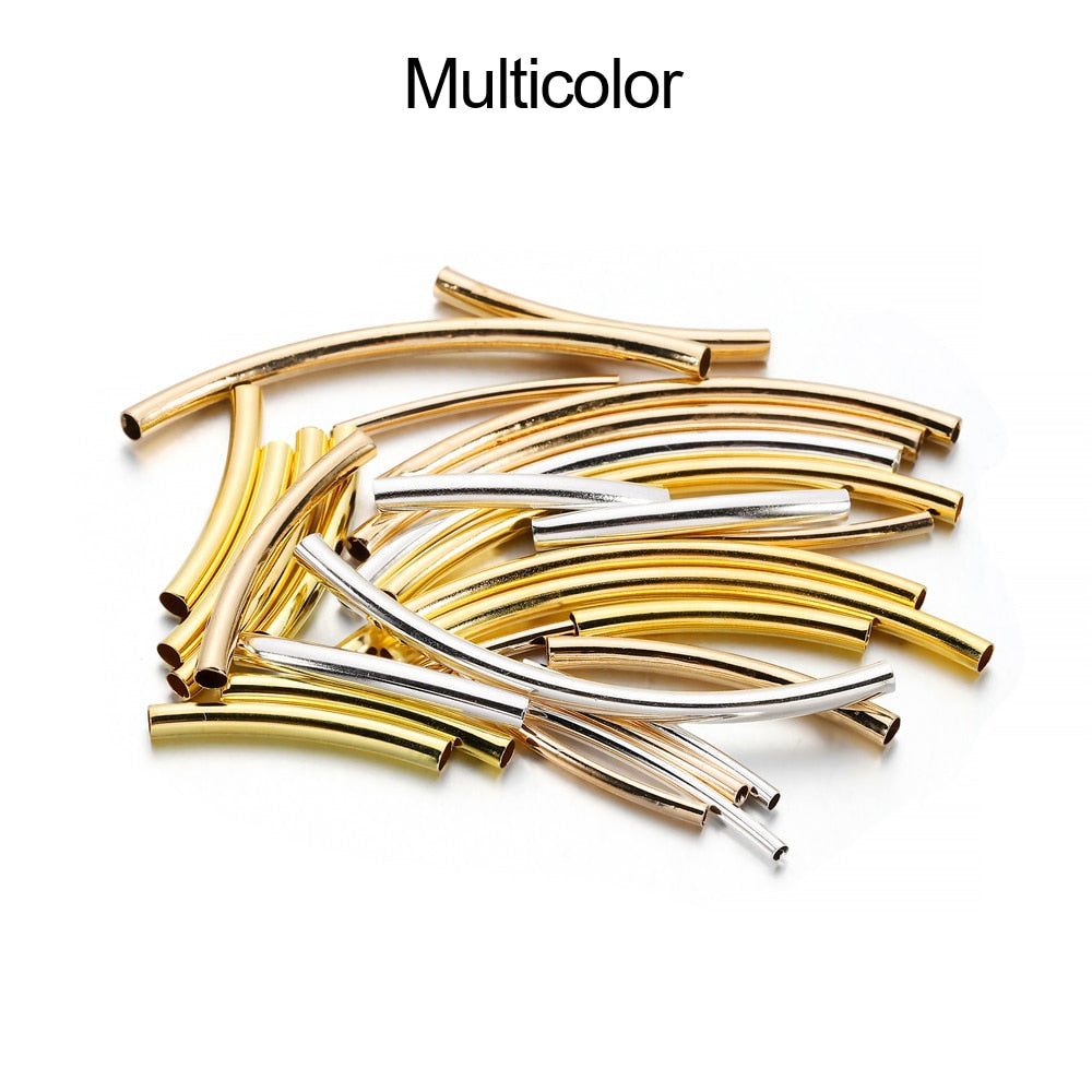 Stripe Copper Curve Tube Spacer Beads 25-30mm, 50-100pcs