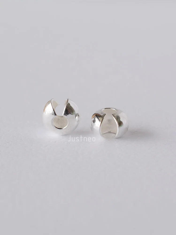 Silver Crimp Cover Bead, 925 Sterling Silver Loose Crimp Bead Knot Cover Hypoallergenic for Jewelry Making