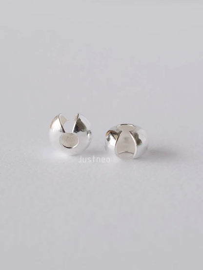 Silver Crimp Cover Bead, 925 Sterling Silver Loose Crimp Bead Knot Cover Hypoallergenic for Jewelry Making