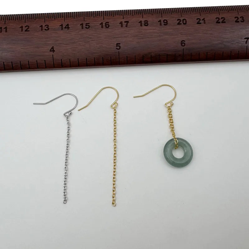 1Pair Solid 925 Sterling Silver Earring Hooks with 4CM Wires DIY Accessories Making for Circle Beads