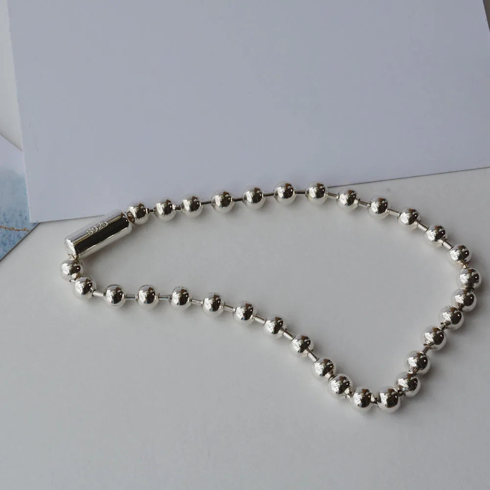 JustNeo Solid 925 Sterling Silver Ball Chain Bracelet and Anklet,Basic Chains for Pendants Charms