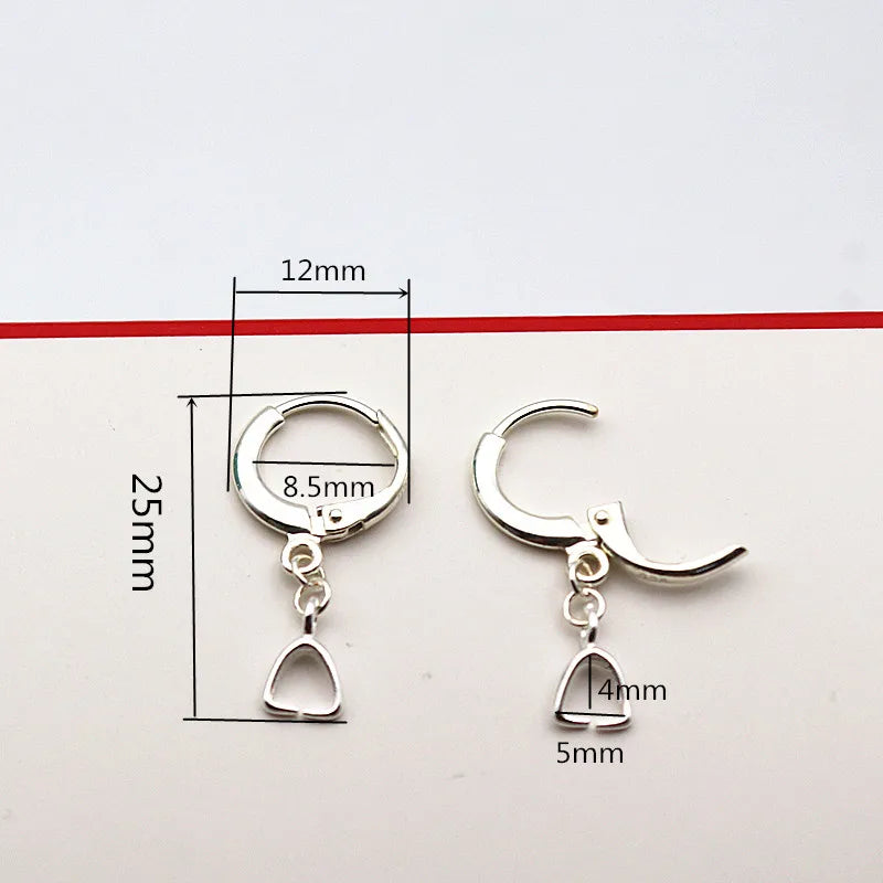 Solid 925 Sterling Silver Earring Hook Leverback Round Earwire with Open Jump Ring Connector for Jewelry Making DIY Accessories