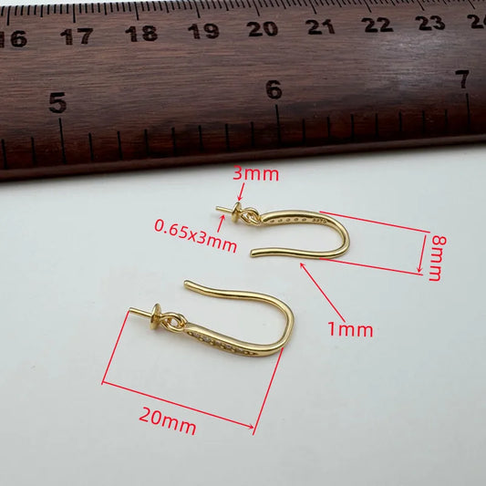1Pair Solid 925 Sterling Silver Earring Hooks with Pandant for Beads DIY Accessories Making