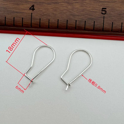 1Pair Solid 925 Sterling Silver 6x18mm Earring Hooks Women Ear Korean Style DIY Accessories Finding Components