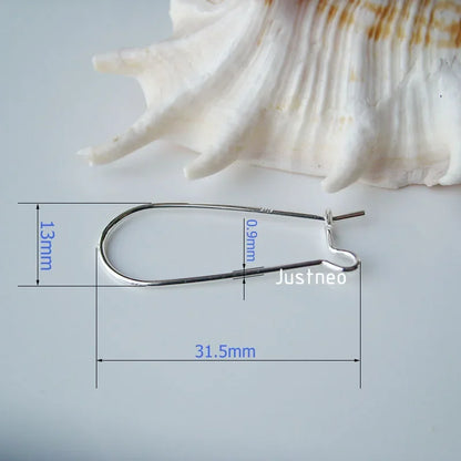ear hook,31.5*13*0.9mm solid 925 sterling silver earring wire Hook, kidney shaped earring hoop hooks,sold by pair ,1pair