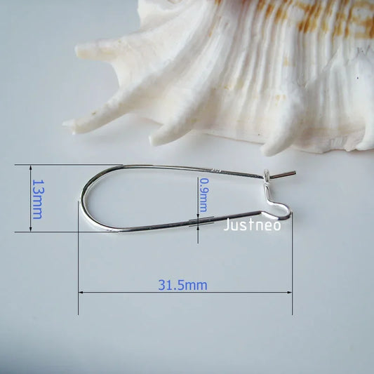 ear hook,31.5*13*0.9mm solid 925 sterling silver earring wire Hook, kidney shaped earring hoop hooks,sold by pair ,1pair