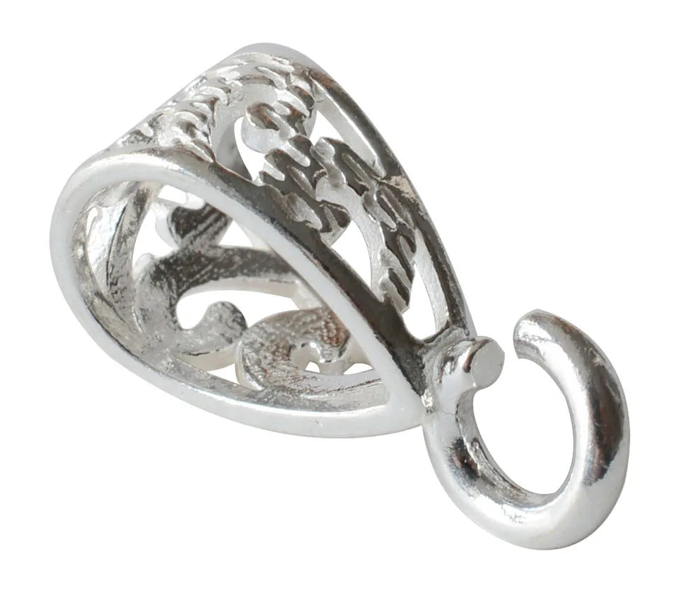 Solid .925 Sterling Silver Slider Pendant Clasp Bail Connector with open jumpring, jewelry DIY silver Accessories