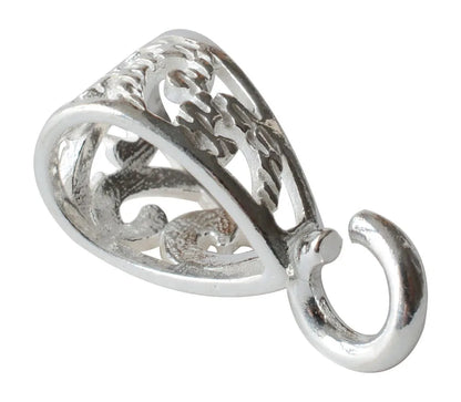 Solid .925 Sterling Silver Slider Pendant Clasp Bail Connector with open jumpring, jewelry DIY silver Accessories