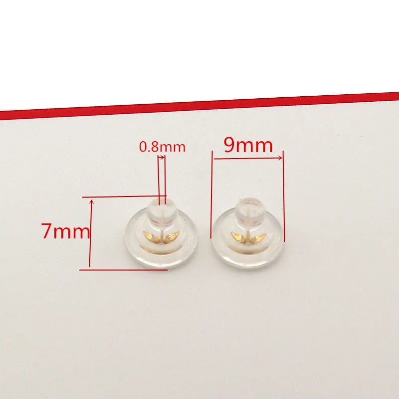 1Pair Solid 925 Sterling Silver 9mm Earring Backs Stoppers 18k Gold Plated Rubber DIY Jewelry Accessories Making