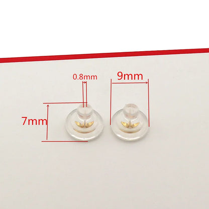 1Pair Solid 925 Sterling Silver 9mm Earring Backs Stoppers 18k Gold Plated Rubber DIY Jewelry Accessories Making